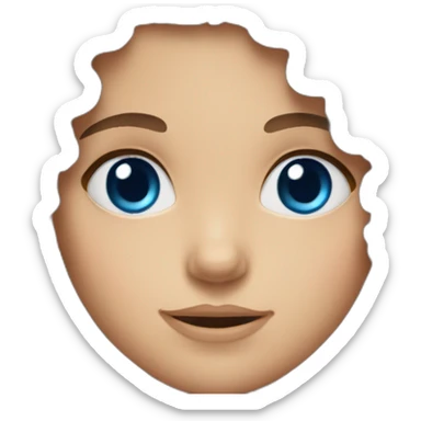 Girl with brown curly hair and blue eyes also having a heptagons shaped face sticker