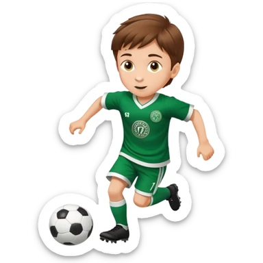 Brown hair 6 years old boy footballer RUNNING playing soccer wearing celtic uniform ( jersey) # 17 in the jersey !  sticker