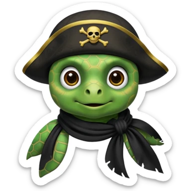 sea turtle wearing a black pirate scarf, portrait sticker