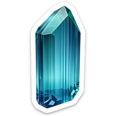 Long prismatic indicolite tourmaline crystal with deep sea blue color and natural striations sticker