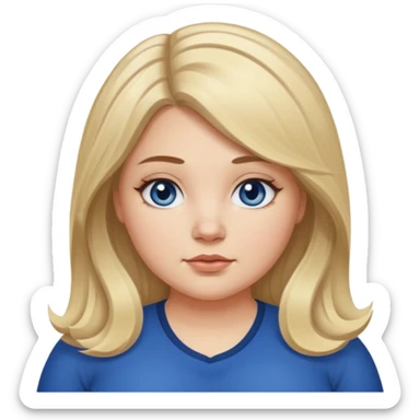 fat white girl long light brunette / blonder8 hair girl with darker roots in her hair middle part and dark blue eyes that's not really tan but not pale sticker