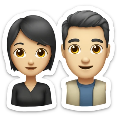 white guy and asian girl couple sticker