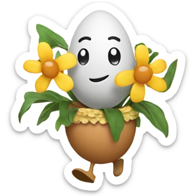 Egg dancing with flowers sticker