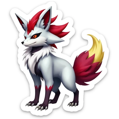 Shiny Exotic Gothic Badass Delphox-Zoroark-Zangoose-hybrid-creature sticker