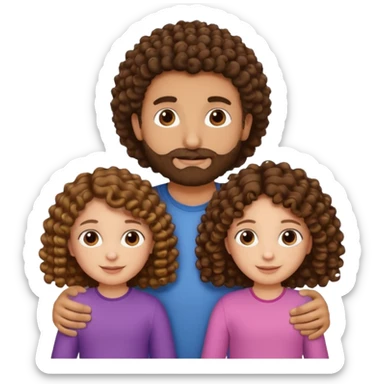 Brown dad with his two daughtersbone who is 5 and has curly hair and one who isn3 who has curly hair brown also sticker