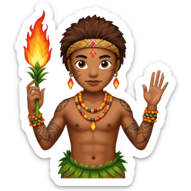 hawaiian fire dancer with tattoos sticker