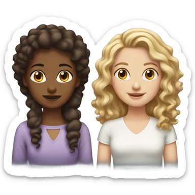 1 brown girl with curly hair and 2 brunette white girl with wavy hair sticker
