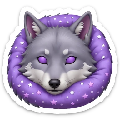 A wolf of winterfell from game of thrones sleeping under lilac stars sticker