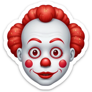 red glitter clown with the sad facial expression sticker