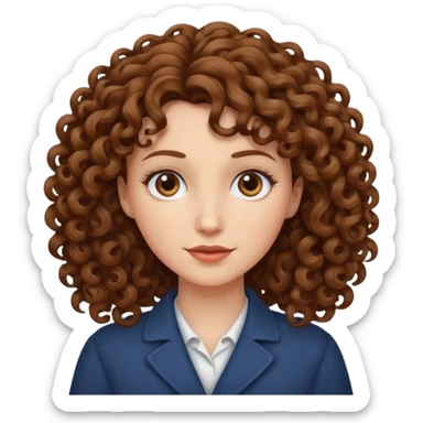 hazme una mujer blaca crespa con el pelo cafe  sticker