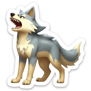 Shiny Wolf-Pokémon with a shark tail and a shark fin on back Full Body sticker