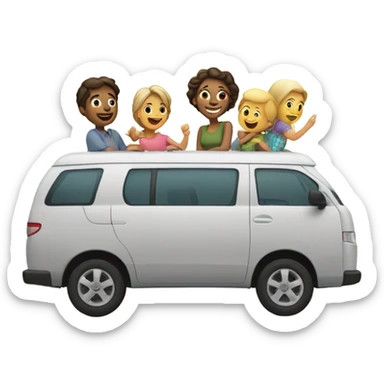 Minivan with mom and three kids sticker