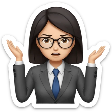 mad asian women office worker sticker