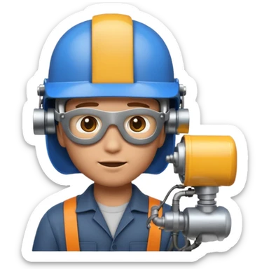 A 3D emoji with a Memoji style that the depicts a person who is learning to become a mechatronic as his highchool extended profile. He is a young boy in a highschool age. sticker