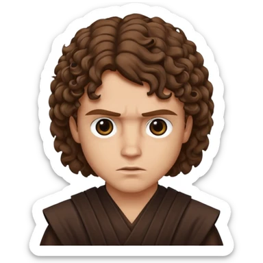 Anakin skywalker scar left eye curly brown hair sticker