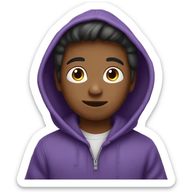 boy in purple hoodie holding bottle sticker