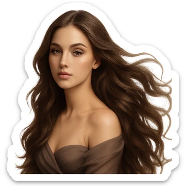 beautiful woman with long flowing hair and elegant features sticker