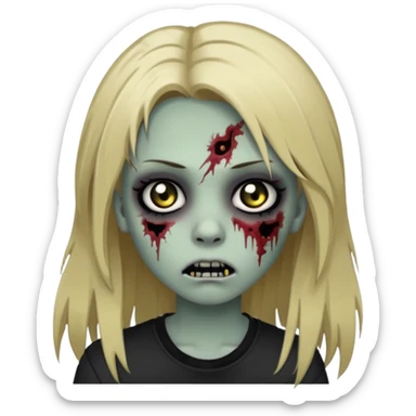 girl zombie with long dark blonde hair black eyes emo sticker