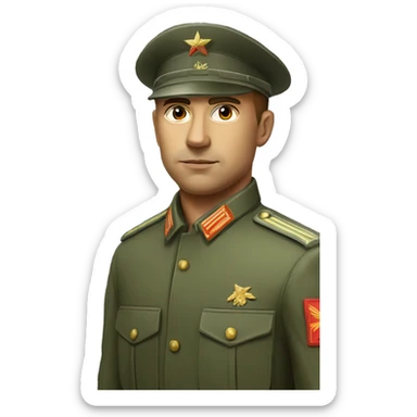 realistic ussr soldier serious with military takes sticker