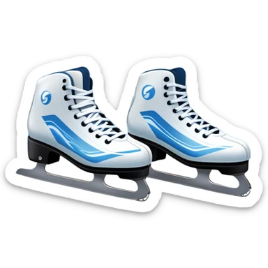 An icon showing a pair of speed skates gliding on an icy track, leaving sharp trails. The background features a grand speed skating arena with spectators, bright lights, and a winter landscape visible through the open structure. Transparent background enhances the dynamic motion. sticker