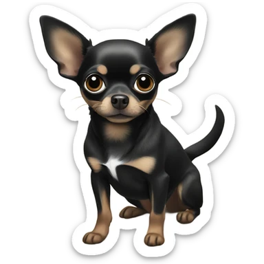 Black chihuahua on a beach sticker