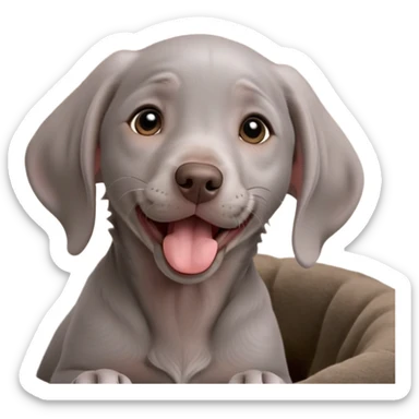 cinematic-cute-yawning-weimaraner puppy-portrait-emoji,-head-tilted-slightly-with-a-dramatic,-wide-open-yawn,-revealing-a-sleek grey fur-with-a-subtle-shimmer,-floppy-ears-slightly-drooping,-round-brown-eyes-barely-open-in-drowsy sticker