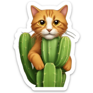 Un cactus qui fait un tchèque a un chat roux sticker