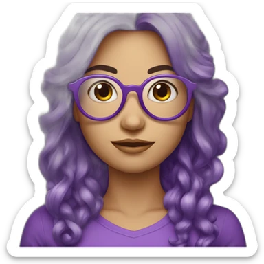 Femme avec cheveux violet et lunette et avec des percing sticker