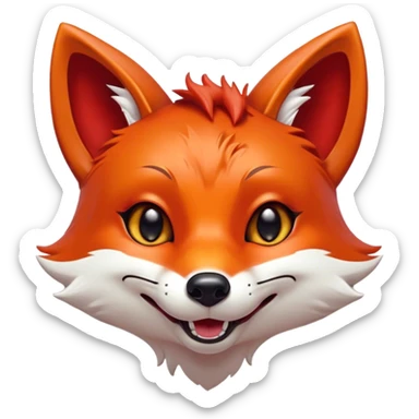 Cinematic Comical Fox Portrait Emoji, Head tilted dramatically with an exaggeratedly amused expression, featuring a striking red Fur with bold white patches and wide, expressive amber eyes filled with playful disbelief, Simplified yet hilariously expressive features, highly detailed, glowing with a slightly sassy glow, high shine, dramatic yet playful, stylized with an air of cheeky mischief, bright and endearing, soft glowing outline, capturing the essence of a spirited and over-the-top fox, so meme-worthy it feels like it could side-eye its way into woodland internet fame instantly! sticker