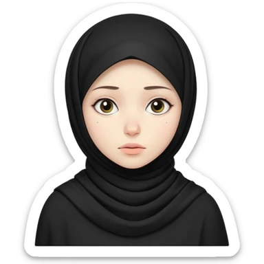 sick and tired woman in black hijab more expressive and cuter style of drawing sticker