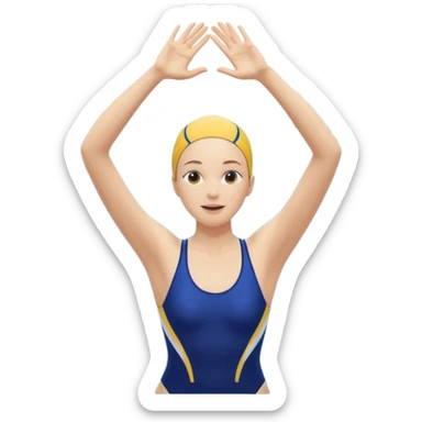 A swimmer is about to dive into the pool. She is in the pose of diving in the air with the hands above the head sticker