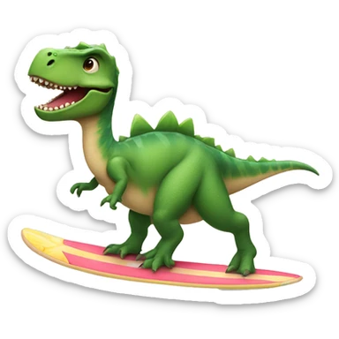 Dinosaur wearing a tutu riding a surfboard sticker