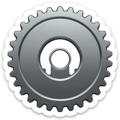 settings gear icon for site navigation. just one gear. no happy face, just grey. only 6 gear bumps sticker