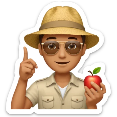 Draw a male tourist who pointed his phone for a photo. In the style of an Apple emoji sticker