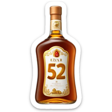 bottle of 52 years Kizlyar brandy sticker