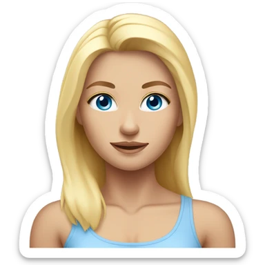 skin care, blonde girl with Blue Eyes and Muscles, half body sight sticker