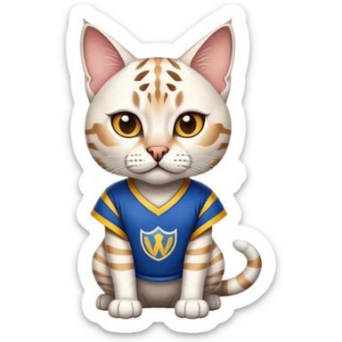 White bengal cat in warriors jersey sticker