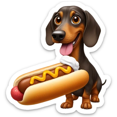 Weiner dog with a hotdog costume eating ice cream sticker