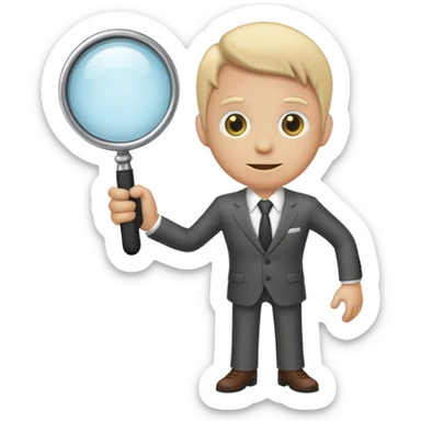Magnifying glass that has limbs and a suit on(should look like the character Rodger from Dandy’s World) sticker