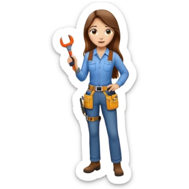 beautiful girl with long brown hair constructing new lounge room area with tv and couch sticker