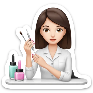 Brunette Girl getting a manicure at nail salon sticker