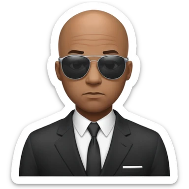 Bald black man with shades secret agent  sticker