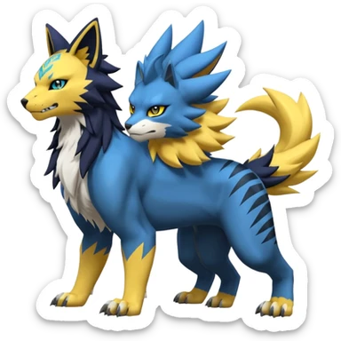 Zeraora-Luxray-Renamon-Lombax-Weregarurumon-fusion-creature (full body sticker