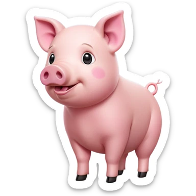 cinematic-[realistic pig]-realistic-full-body-standing-emoji,-tail-flicking-lazily,-head-tilted-dramatically,-sleek-[pink]-skin,-simplified-yet-realistic-focused-features,-highly-detailed,-glowing-with-an-almost-sarcastic-glow sticker