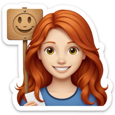 Long haired redhead holding a sign that says LURK sticker