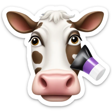 cow applying cosmetics  sticker