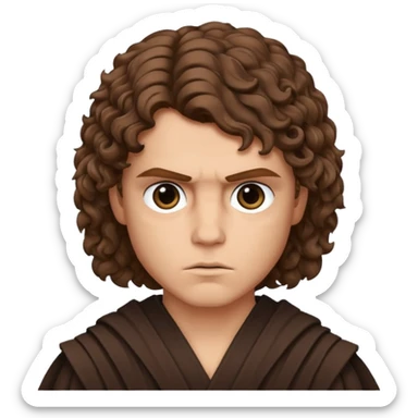 Anakin skywalker scar left eye curly brown hair sticker
