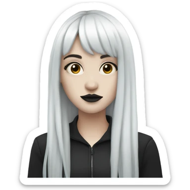 Pale Goth girl with long black hair and bangs sticker