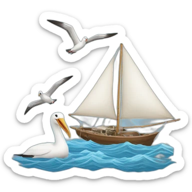 two albatrosses and one sailboat sticker