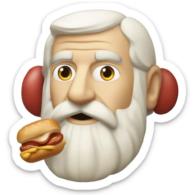 Epicurus the Greek philosopher with a cartoon hotdog in his mouth sticker